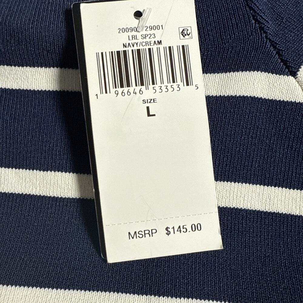 Lauren Ralph Lauren Striped Mock Neck Sweater Women Large Navy/White Pullover LS - Picture 3 of 10